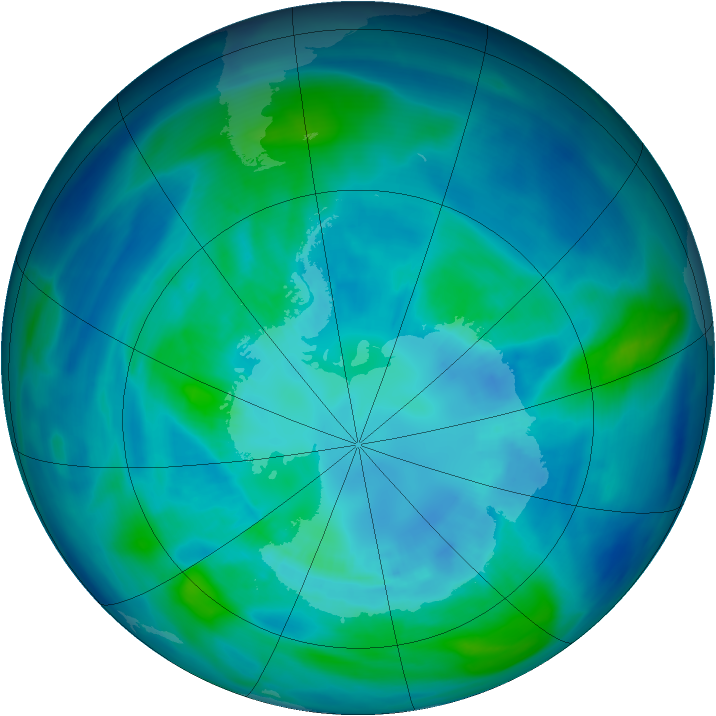 Antarctic ozone map for 06 April 2008